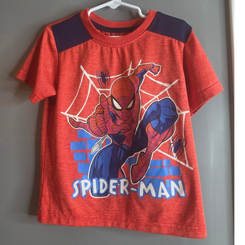 Marvel Spider-Man Kids Red Heathered Short Sleeve Graphic Tee Shirt